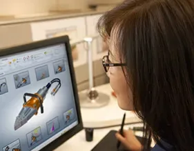 Student learning online at a computer